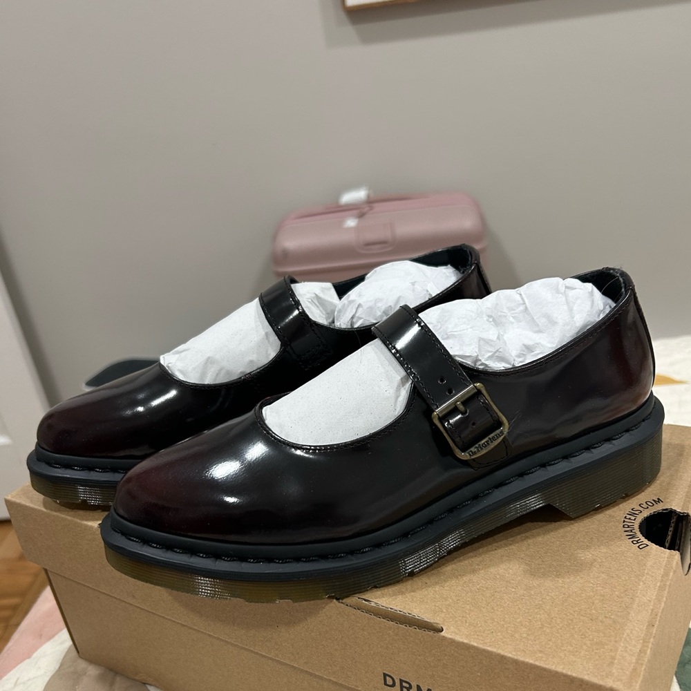 Dr. Martens Elphie Burgundy Leather Mary Jane Shoes - Picture 6 of 7